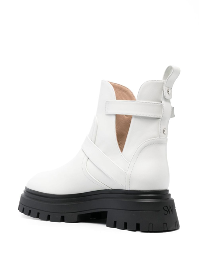 Shop Stuart Weitzman Maverick Bedford Bucked Leather Boots In White