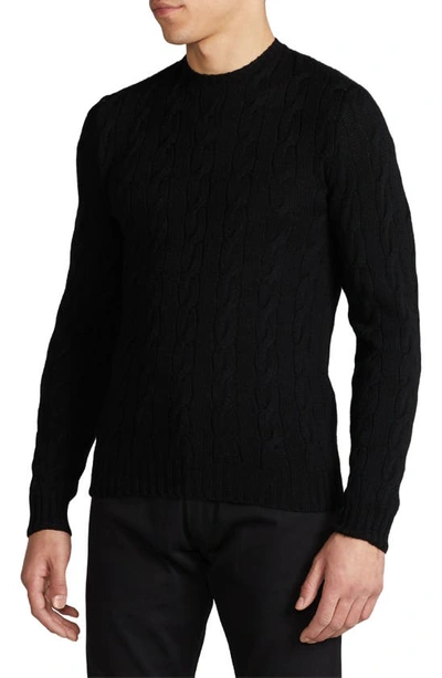 Shop Ralph Lauren Purple Label Cable Knit Cashmere Sweater In Classic Black