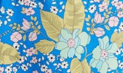 Astr Bustier Satin Dress In Blue Multi Floral