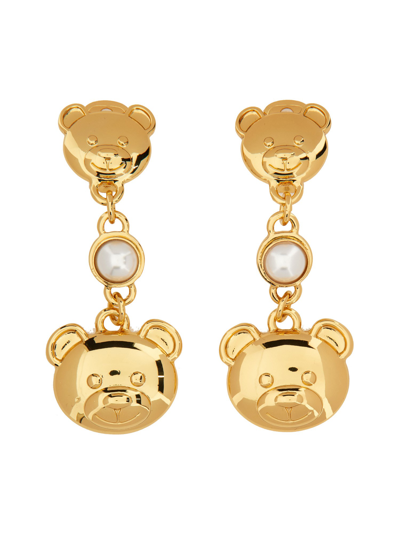 Shop Moschino Teddy Family Earrings In Gold