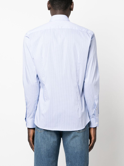Shop Fay Spread-collar Button-up Shirt In Blau