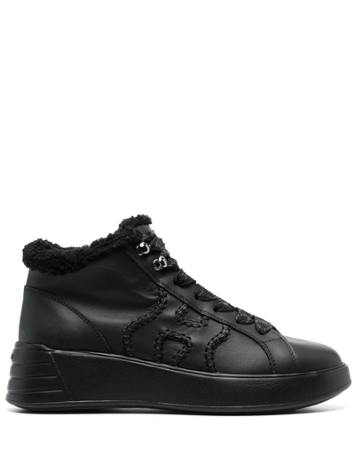 Shop Hogan Rebel Hi-top Leather Sneakers In Black