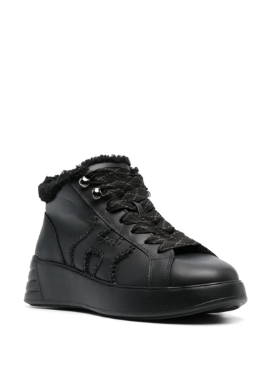 Shop Hogan Rebel Hi-top Leather Sneakers In Black