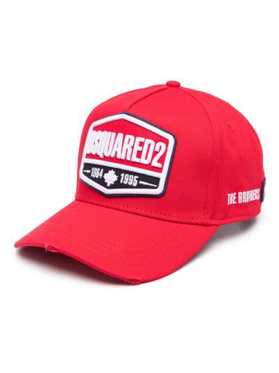 Shop Dsquared2 Logo-patch Cotton Cap In Rot