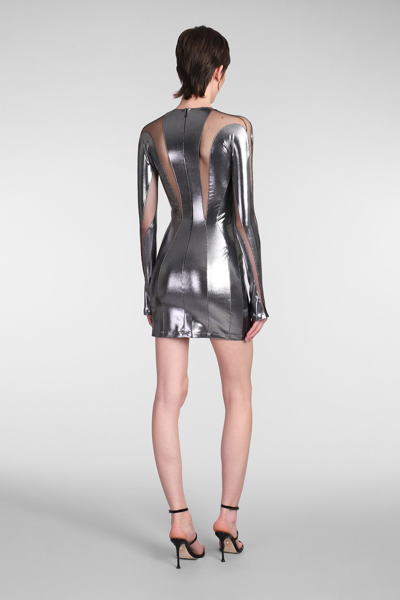 Shop Mugler Dress In Silver Polyamide
