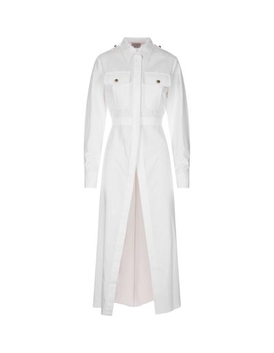 Shop Alexander Mcqueen Cutaway Military Shirt In Optic White In Bianco
