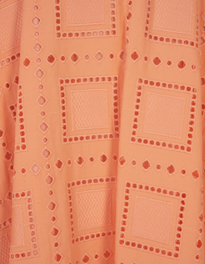 Shop Msgm Orange Sangallo Cotton Midi Skirt In Arancione