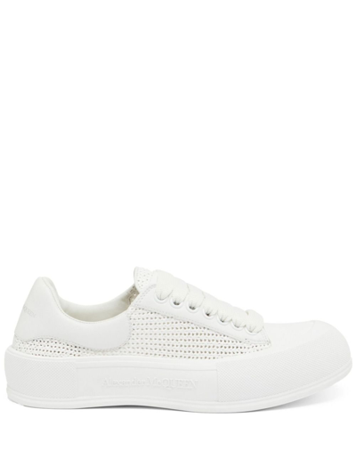 Shop Alexander Mcqueen Deck Plimsoll Woven Sneakers - Women's - Polyethylene/nylon/rubbernylon In White