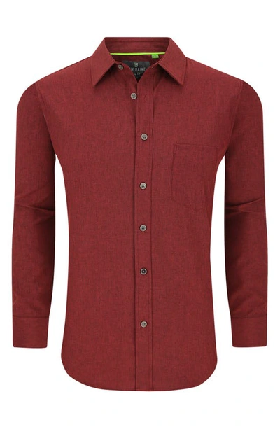 Shop Tom Baine Solid Performance Long Sleeve Button-up Shirt In Burgundy