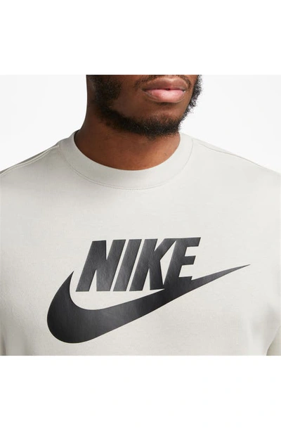 Shop Nike Fleece Graphic Pullover Sweatshirt In Light Bone/ Black