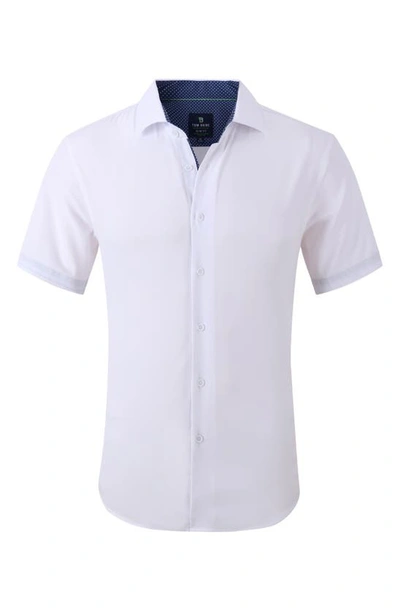Tom Baine Slim Fit Short Sleeve Performance Stretch Button-up Shirt In White