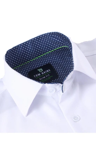 Tom Baine Slim Fit Short Sleeve Performance Stretch Button-up Shirt In White