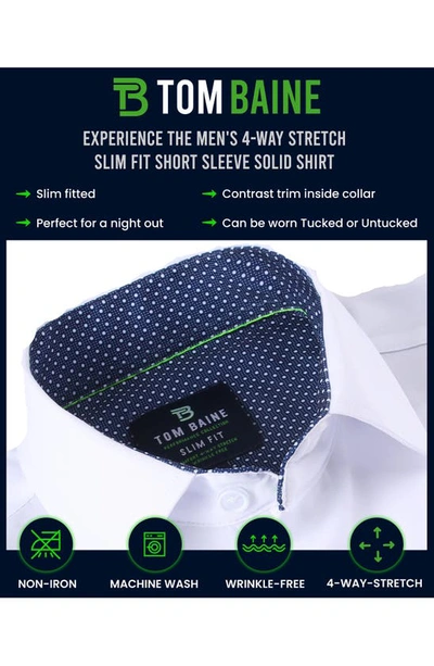 Tom Baine Slim Fit Short Sleeve Performance Stretch Button-up Shirt In White