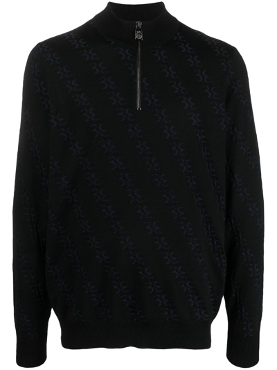 Shop Billionaire Monogram-jacquard Knitted Jumper In Black
