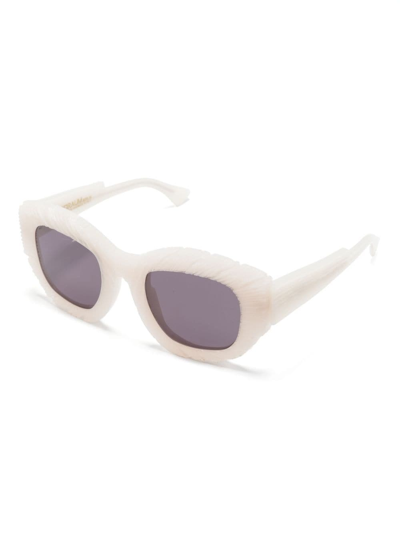 Shop Kuboraum Square-frame Textured Sunglasses In White