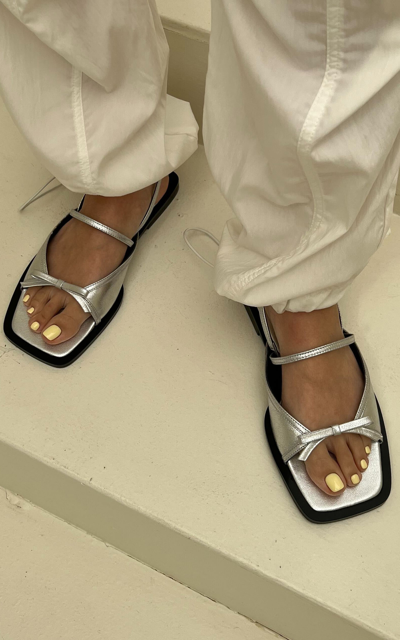 Reike Nen Women's Nabi Metallic Leather Sandals In Silver