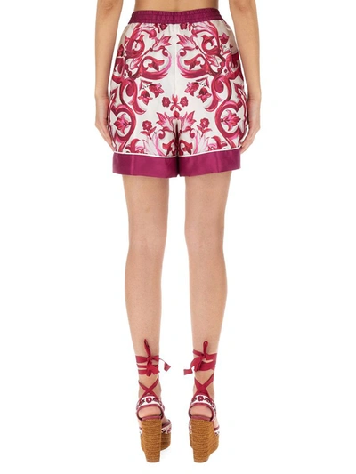 Shop Dolce & Gabbana Majolica Print Shorts In Purple