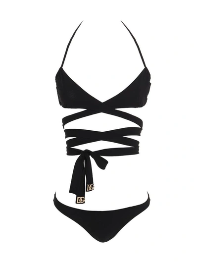 Shop Dolce & Gabbana Wrap Bikini In Black