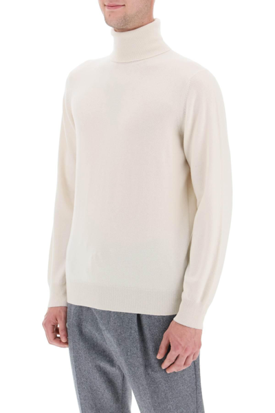 Shop Brunello Cucinelli Cashmere Turtleneck Sweater In White