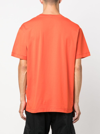 Shop Stone Island Compass-patch Cotton T-shirt In Orange