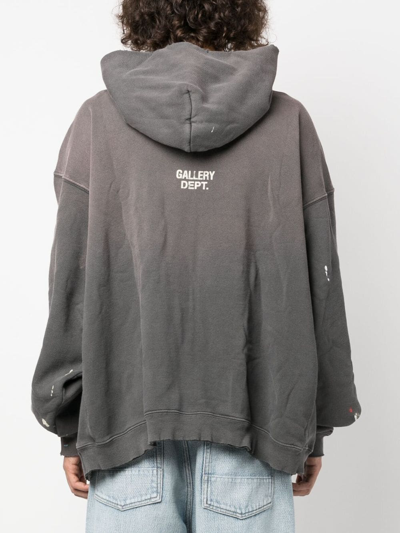 Shop Gallery Dept. Distressed-finish Cotton Hoodie In Grey