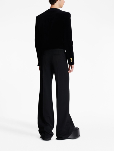 Shop Balmain Fully-embroidered Velvet Jacket In Black