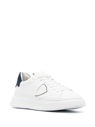 Shop Philippe Model Paris Logo-patch Leather Sneakers In White