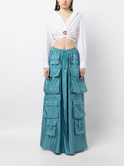 Shop Cynthia Rowley High-waist Cargo Skirt In Blue