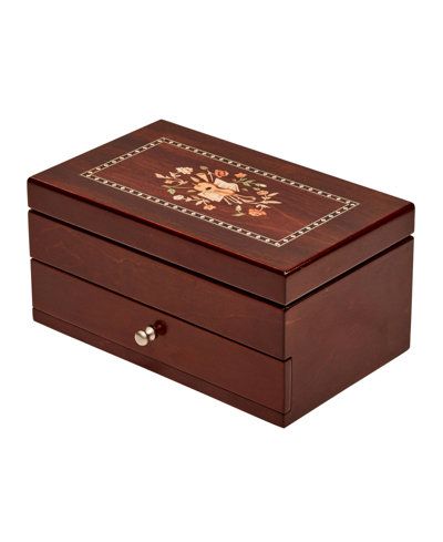 Mele & Co . Brynn Wooden Jewelry Box With Florentine Marquetry Motif In Brown