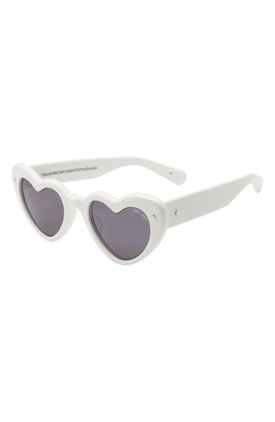 Shop Takahiromiyashita The Soloist Lolita Heart Shape Sunglasses In White