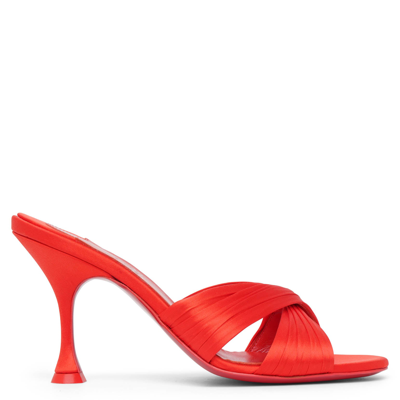 Shop Christian Louboutin Nicol Is Back 85 Red Satin Mules