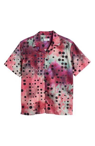 Shop Saturdays Surf Nyc Canty Dots Short Sleeve Camp Shirt In Red Dahlia