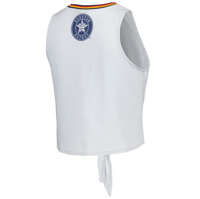 Shop The Wild Collective Gray Houston Astros Twisted Tie Front Tank Top In White
