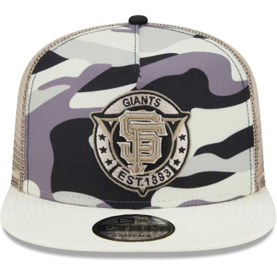 Shop New Era White San Francisco Giants Chrome Camo A-frame 9fifty Trucker Snapback Hat