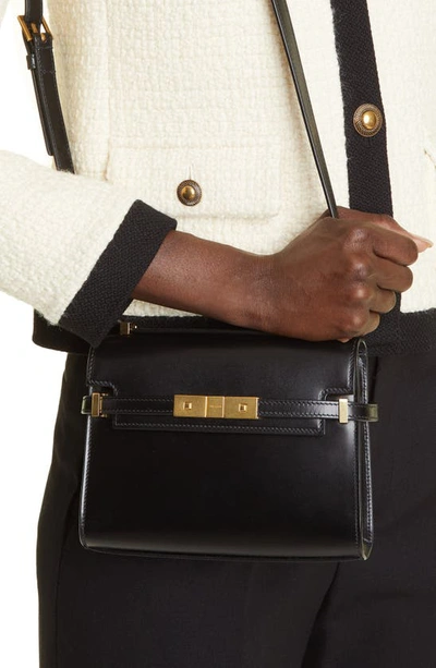 Saint Laurent Manhattan Small Leather Shoulder Bag In Noir | ModeSens