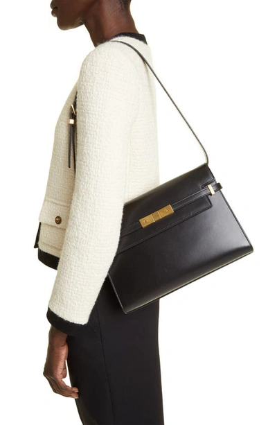 Saint Laurent Medium Manhattan Shoulder Tote In Noir