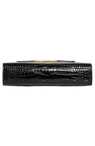 Shop Saint Laurent Small Manhattan Croc Embossed Shoulder Bag In Noir