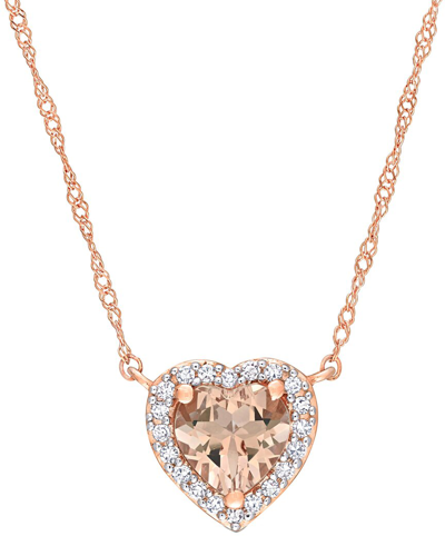 Shop Rina Limor 14k Rose Gold 0.75 Ct. Tw. Diamond & Morganite Halo Pendant