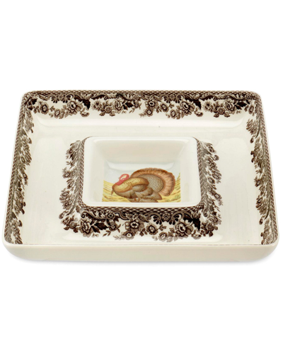 Spode Woodland Turkey Square Chip & Dip