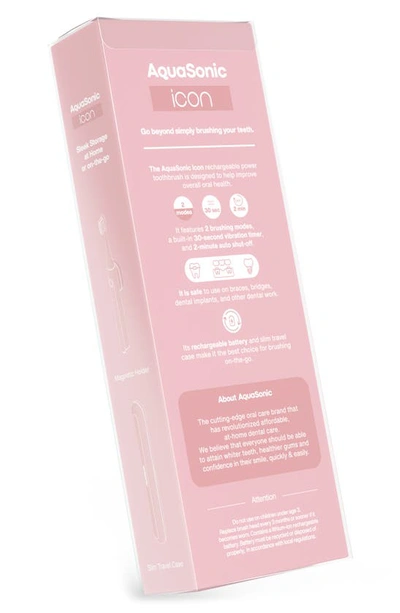 Aquasonic Icon Rechargeable Power Toothbrush In Light Pink