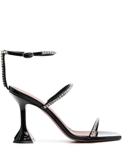 Shop Amina Muaddi Gilda 105mm Crystal-embellished Sandals In Black