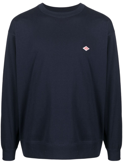 Shop Danton Logo-patch Crew-neck Sweatshirt In Blue
