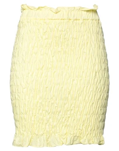 Shop Msgm Woman Mini Skirt Yellow Size 6 Cotton