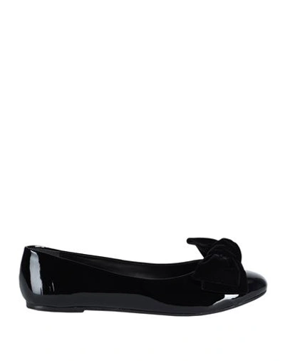 Ballerette Colonna Woman Ballet Flats Black Size 6 Leather, Textile Fibers In Black