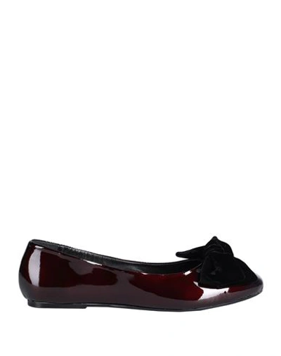 Ballerette Colonna Woman Ballet Flats Burgundy Size 6 Leather, Textile Fibers In Red