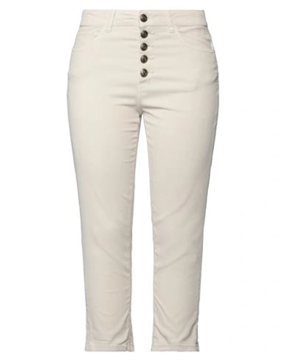 Dondup Woman Pants Off White Size 29 Cotton, Lyocell, Elastane In Beige