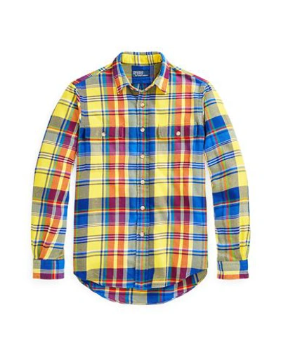 Shop Polo Ralph Lauren Classic Fit Plaid Twill Workshirt Man Shirt Yellow Size M Cotton