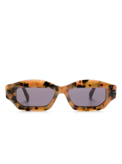 Shop Kuboraum Q6 Geometric-frame Sunglasses In Brown