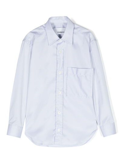 Shop Costumein Patch-pocket Cotton Shirt In Blue