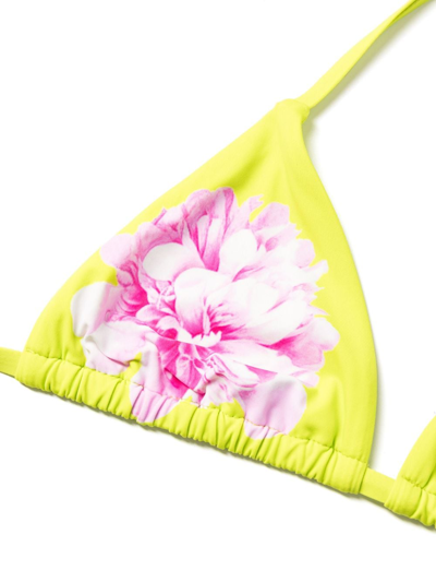 Shop Cynthia Rowley Floral-print Bikini Top In Green